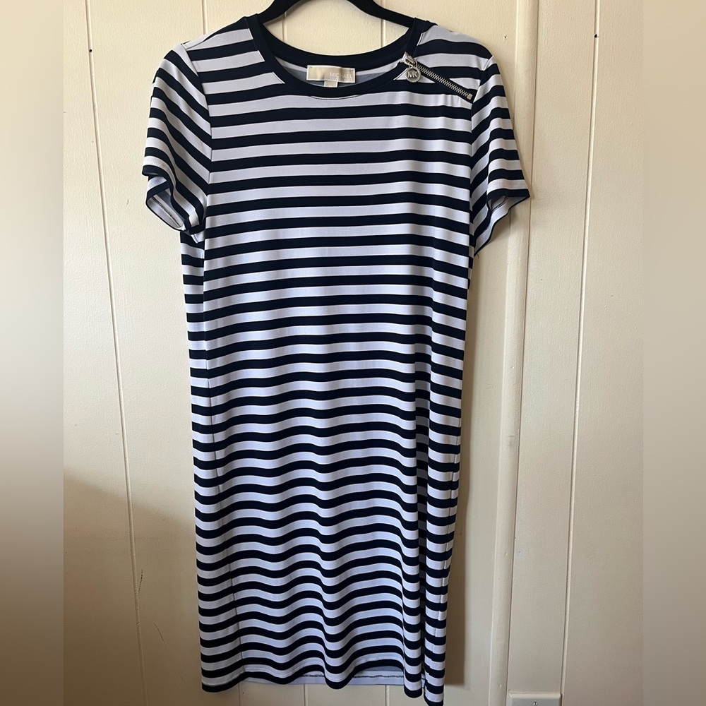 MICHAEL Michael Kors Blue and White Sheath Mini Dress
